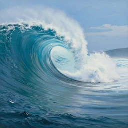 spectacularly ocean wave barrel, photorealistic painting