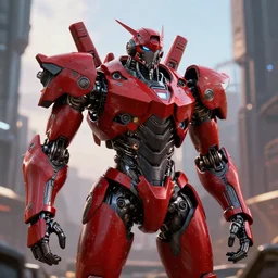 a futurecore fractal boxing humanoid mecha in ruin city, twilight, by real steel ( 2 0 1 1 ) and pacific rim and machine warrior 5, cryengine, post apocalyptic, mechanical structure, unreal engine 5, scarlet and black scheme, sharp focus, 8 k realistic, hyper detailed, bright, ray tracing, realistic shaded, smooth face