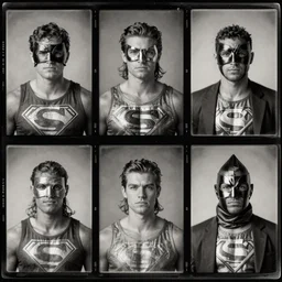 tintype photographs of superheroes, masked wrestlers, technowizards