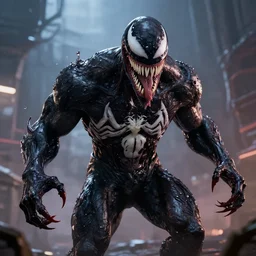 venom fused with realistic enderman from minecraft, ultra realistic 4 k unreal engine very cinematic render with ray tracing bloom ambient occlusion strong reflections depth of field fog