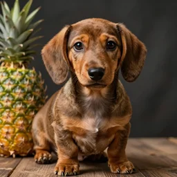hybrid dachshund puppy pineapple realistic photo realism portrait