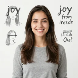 a real young woman, whose photo was used for reference in designing joy from inside out