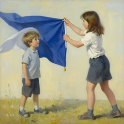girl stealing the boy flag, painted by sylvain sarrailh, rhads, ferdinand knab, trending on artstation