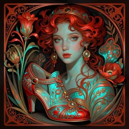 iza calzado as darna, volumetric lights, red and cyan theme, art nouveau botanicals, intricate, highly detailed, digital painting, artstation, concept art, smooth, sharp focus, cinematic, illustration, beautiful face, art by artgerm and greg rutkowski and alphonse mucha