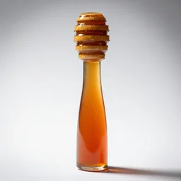 ruby red honey dipper, high detail macro photography, isolated on a pure white background, centered, entire object in frame, sharp focus, soft studio lighting