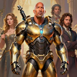 dwayne johnson wearing cybernetic power armor. digital art by eugene de blaas, ross tran, and nasreddine dinet, vibrant color scheme, intricately detailed, in the style of romanticism. artstation, greg rutkowski