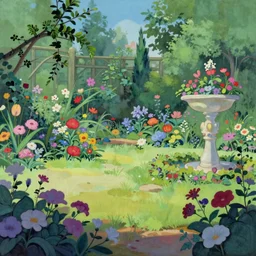 A beautiful french garden, very detailed and perfectly readable fine and soft relevant outlines soft edges painting by beautiful walt disney animation films of the late 1990s, nice lighting, perfect readability, UHD upscale