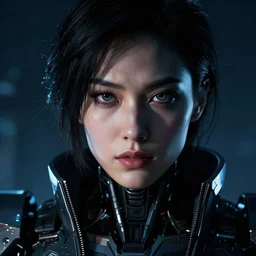 dark side of cybertron princess, portrait of a beautiful woman, high detail, partially in shadow, cyberpunk vibe, face, by gaston bussiere, bayard wu, greg rutkowski, auguste bourotte, bastien deharme, masterpiece, sharp focus, cinematic lightning