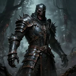 cinematic colorful fantasy artwork by jean delville, beksinski, bernie wrightson ; a dark warrior in black rusty spiked armor, haunting, brutal scary terrifying, 8 k hdr, creepy intricate ; dramatic lighting, insanely detailed