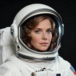 sherilyn fenn 2 6 years old astronaut, retro space helmet, buck rogers. f, retro futurism, half portrait by stanley artgerm, dramatic lighting, ilya kuvshinov, trending on artstation, flat colour, geometric curves, gradient filter, pleasing tone colours, art deco patterns
