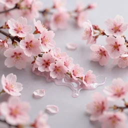 highly stylized intricate cherry blossoms melting goo robert steven connett soft daylight 8k high angle shallow depth of field