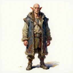 a oil / watercolor painting full body character portrait of a irrational, boring male half - roc barbarian. his wardrobe is weird. he has a perfectly human head and face - but his body is that of his non - human parent's species in the style of moebius in the style of leonard boyarsky trending on artstation deviantart pinterest detailed photorealistic highlights and shadow hd 8 k post - processing high resolution
