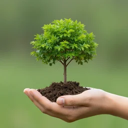 award winning photo of a hand with a tree growing on top of it