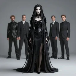 vaporwave!!, an elegant sophisticated gothic queen with long wild dreads, straight on, by artgerm, jamie hewlett, tom bagshaw, gerald brom, 4 k, smooth, hd, substance designer render, full body character concept art, 2 point studio lighting,