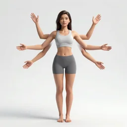 a woman with 4 arms. digital art. high quality. high detail. sharp focus. full body