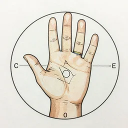 this looks like a palm-reading chart with accurate illustration of a thumb and four fingers