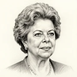 detailed pencil sketch of Dilma rouseff