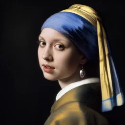 a portrait of Kim Ji-soo as a very beautiful goddess with halo behind her head, seductively looking in front, beautiful aesthetic face, in the style of Caravaggio and Vermeer, realistic, dark, dramatic lighting
