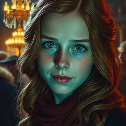 a close - up portrait of hermione granger ( emma watson ), attending the yule ball. beautiful painting by jim kay. color harmony, 8 k detail, gallery quality, hd wallpaper, premium prints available, hyper - detailed, intricate design.