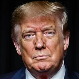 close - up portrait of owen wilson as donald trump, studio photograph