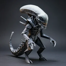 xenomorph made of origami ( stylized, artgerm, artstation, hd, cgsociety, cgi, realistic, dramatic, cinematic, artistic, trending, detailed )