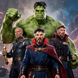 hulk with doctor strange's powers., cinematic, dramatic, color grading, photojournalism, highly detailed