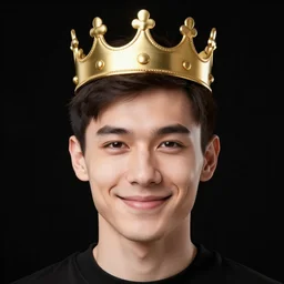 man with a crown, smirk, photograph, black backgrounds