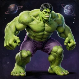 the hulk in space painting 4k detail