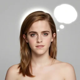 emma watson with thought bubble above her with emma watson glowing halo