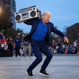 biden with breakdancing carrying a boombox