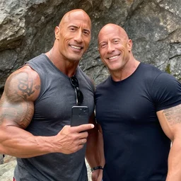 the rock and dwayne johnson taking a selfie - n 4