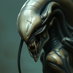 portrait of a female alien xenomorph by hr giger, greg rutkowski, luis royo and wayne barlowe, 8 k
