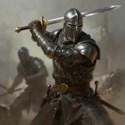 medieval soldier throwing a sword, art by anato finnstark and nekro, dnd, highly detailed, digital painting, sharp focus, illustration