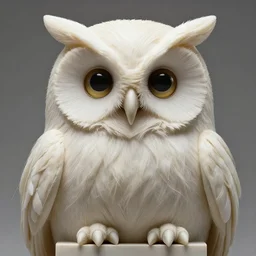 symmetrical detailed sculpture of an owl, made of Hair