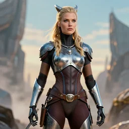 HD photograph of Viking female android, by MARVEL comics and Sandra Chevrier, 4k