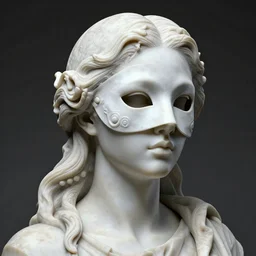 a woman wearing a white mask with an ornate skull on her face, a marble sculpture by bastien lecouffe - deharme, featured on zbrush central, gothic art, zbrush, marble sculpture, grotesque