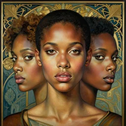 a streamline moderne, art nouveau, multi - ethnic and multi - racial portrait in the style of charlie bowater, and in the style of donato giancola, and in the style of charles dulac. intelligent, expressive eyes. symmetry, ultrasharp focus, dramatic lighting, semirealism, intricate symmetrical ultrafine background detail.