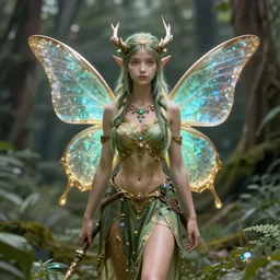 fairy druid, octane render, caustics, 4 k, trending on artstation, realistic ; artgem ;