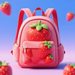 a backpack in strawberry!! fruit shape, digital art, artgem, octane render, blender guru, wlop, artstation, hasselblad photo, 4 k resolution, fashion design, product photo, product design, vivid colorful background, strawberry