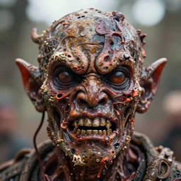 incredibly realistic, too detailed closeup headshot of a caricature of the rotting beast of uneasiness personified, centered portrait, octane render, bump mapping, global illumination, unreal engine 5, 8 k, bokeh, d & d digital art, mark ryden, rob gonsalves