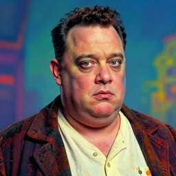 A psychedelic portrait of fat zombie tom hanks, vibrant color scheme, highly detailed, in the style of romanticism, cinematic, artstation, Moebius, Greg rutkowski