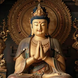 portrait of a smiling bodhisattva, praying meditating, elegant, intricate, cinematic, ornate, by charlie bowater by fenghua zhong by raymond swanland