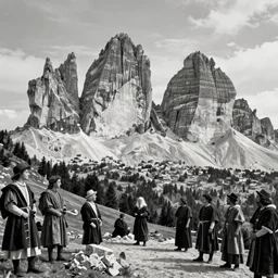 who reigns over the dolomites, alpine, detailed intricate insanely detailed octane render, 8k artistic 1920s photography, photorealistic, black and white, chiaroscuro, hd, by David Cronenberg, Raphael, Caravaggio