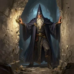 a time wizard breaking the fourth wall, concept art, digital illustration, trending on artstation, deviantart, artgerm, epic composition, masterpiece, highly detailed, advanced technique, ambient lighting, wlop, ross draws