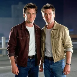 film still of Christian Bale as Marty McFly in Back to the Future movie, 4k