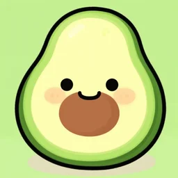 avocado with cute smile face kawai art