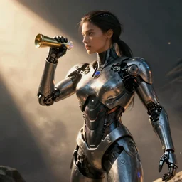 female fighter cyborg, cinematic effect, artstation.