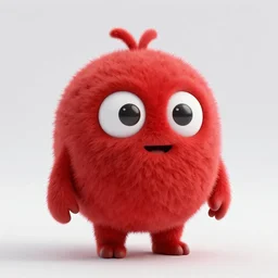 3 d render of completely red hairy friendly antropomorphic cartoony creature wearing white ray - ban shades, full body, simple, smiling, no nose, cute, white background, unreal engine 5 hdr