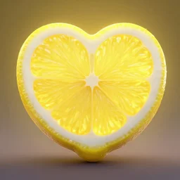 heart shaped lemon , backlight, trending at artstation, trending art deviantart, pixar style, pathtrace, high detail, vibrant colors