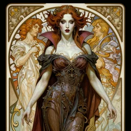 majestic gothic vampire porcelain skin girl movie poster, art style by edmund leighton, tom bagshaw, alphonse mucha, exquisite digital art, iconic, masterpiece, organic painting, photorealistic, ornate and hyper detailed